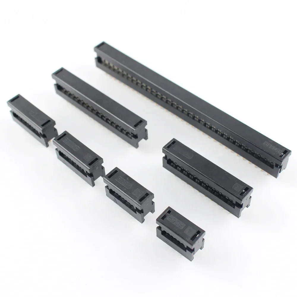 10 قطعة 2.54 مللي متر الملعب 6/8/10/12/14/16/18/20/24/26/30/34/40/50/64 دبوس FD ذكر رأس IDC موصل ل 1.27 مللي متر الملعب كابل مسطح 6P 8P #4
