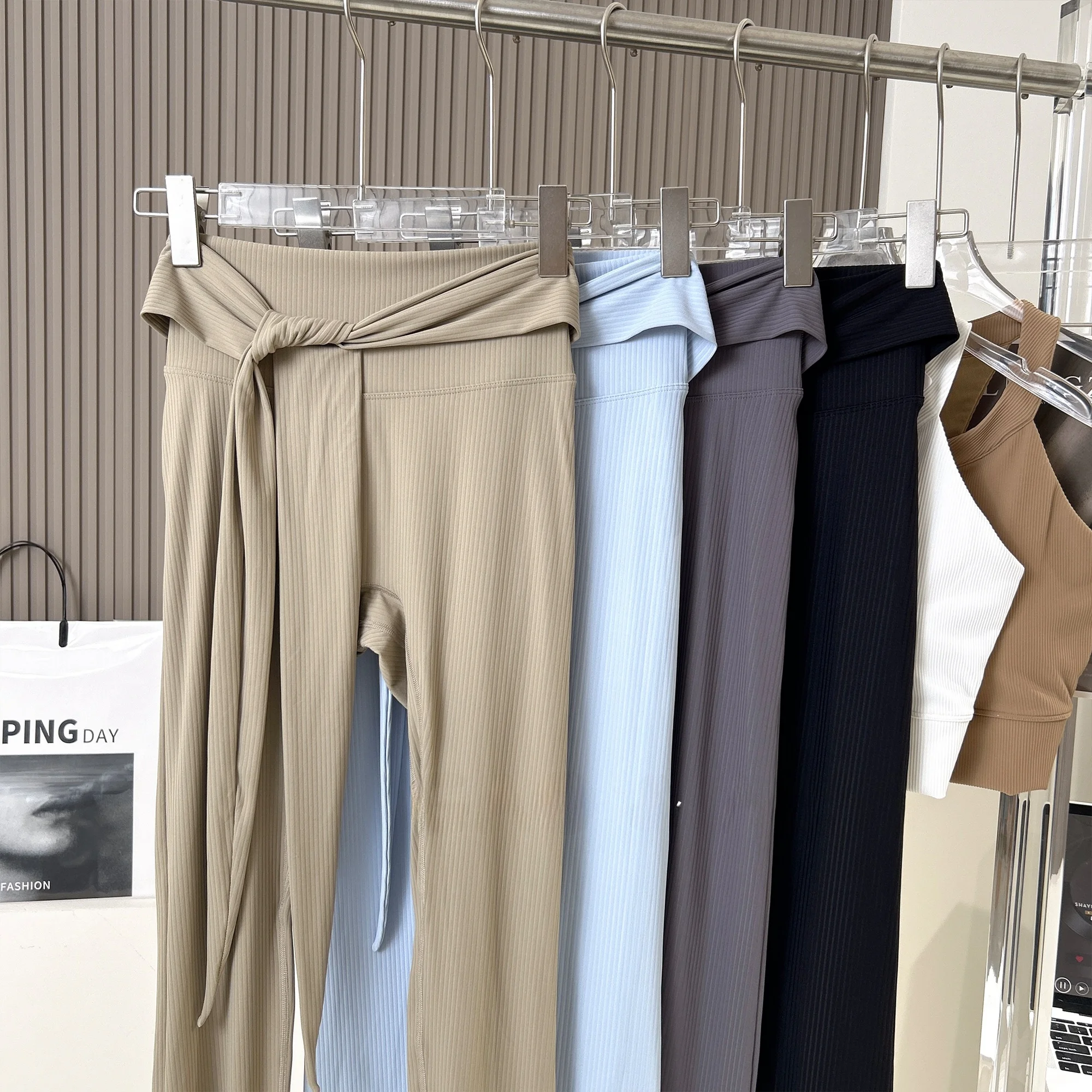 

High-Waist Cross-Band Yoga Pants Women's Fitn Pilates Training Sports Pants Tummy Control Butt Lifting Outdoor Long Trousers