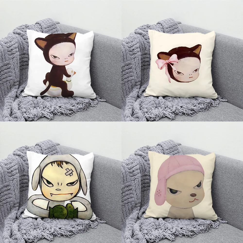 Y-Yoshitomo N-Nara Cute Pillow Case Soft Cushion Cases for Farmhouse Sofa Decor Home Decorations and Protector Pillow Case