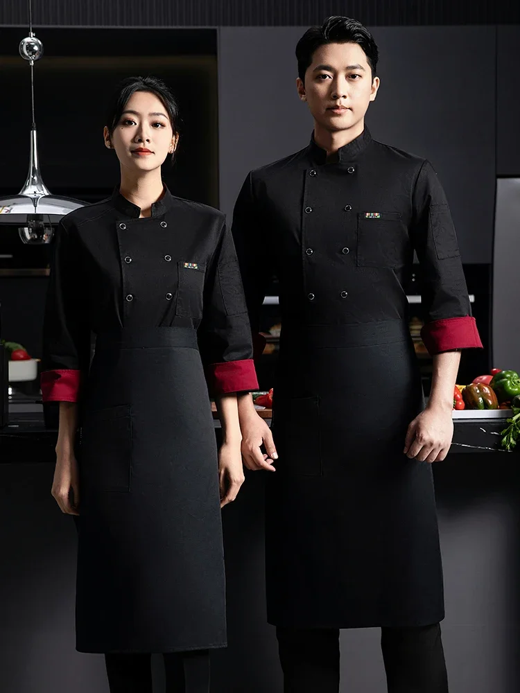 Food Service Chef Uniform Tops for Men Small Restaurant Jackets Cafe Catering Coat Kitchen Cooking Workwear Hotel Cook Outfit