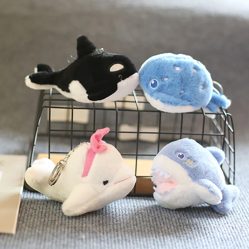 Kawaii Schlüssel Auto Kette gefüllt Delphin Killer Wal Tintenfisch Hai Anhänger Plüschtiere Tier Kinder für Weihnachts geschenke Freunde