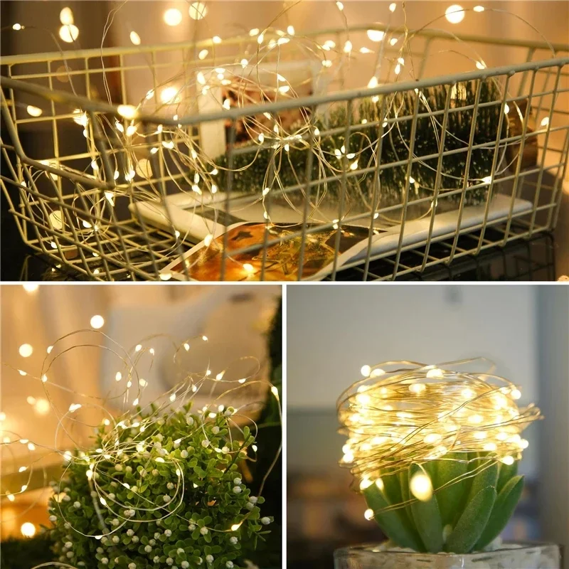 Guirnaldas de luces alimentadas por energía Solar para exteriores, guirnaldas de luces alimentadas por energía Solar de 7M, 12M, 42M, luces navideñas para jardín, Patio, decoraciones de boda