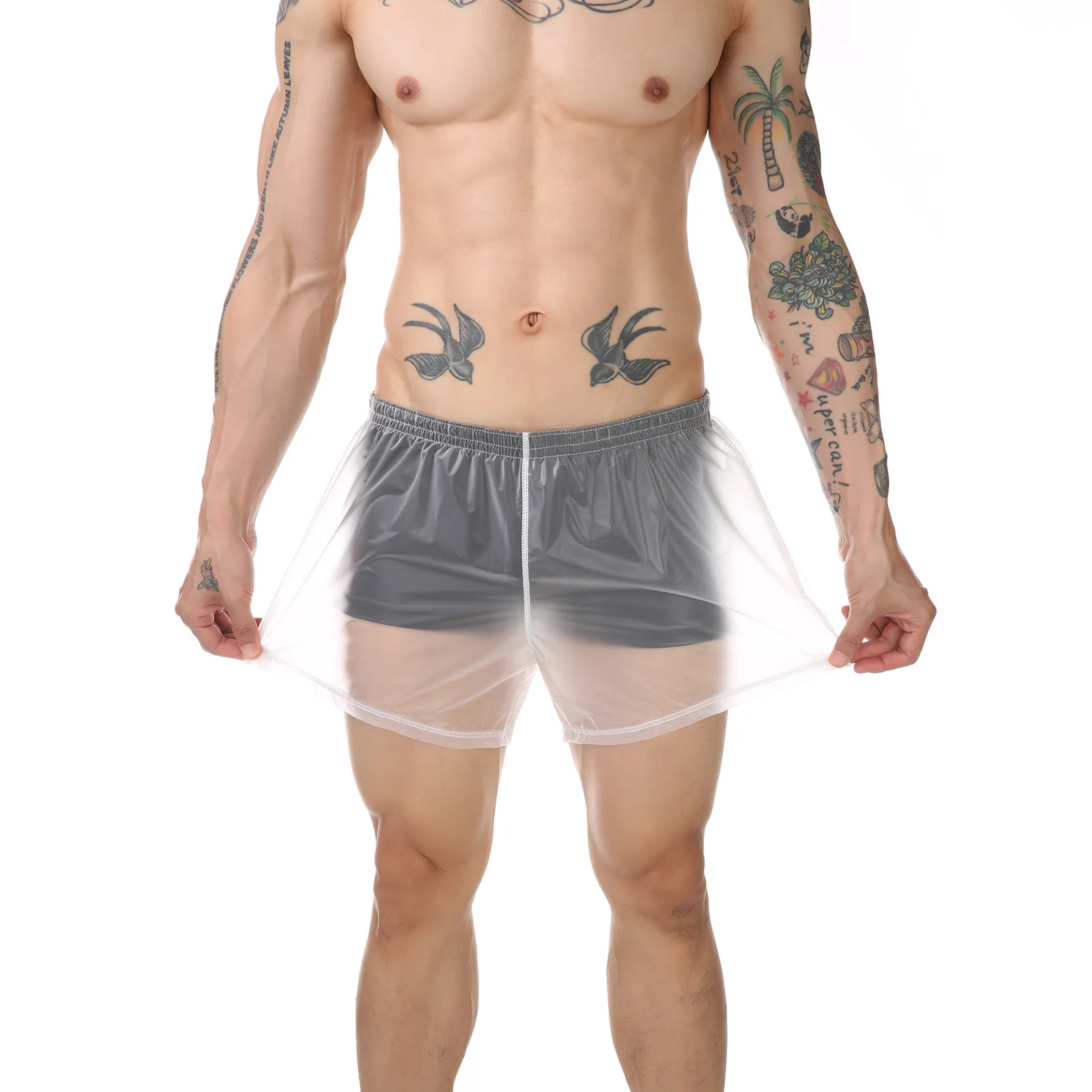 Men's sexy Underwear Transparent See-Through Boxers PVC Waterproof Men Beach Shorts Surf Beach Pants Men's swimwear