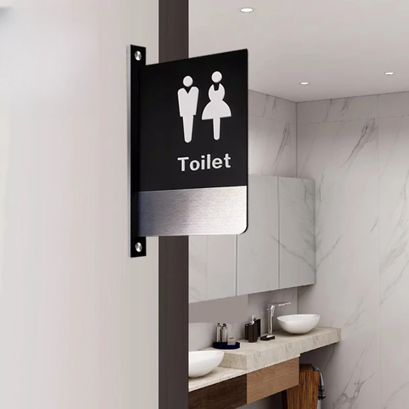 Double-sided Side-mounted Toilet Prompt Sign Men's and Women's Toilet Sign Hotel WC Toilet Sign House Number Acrylic Sign