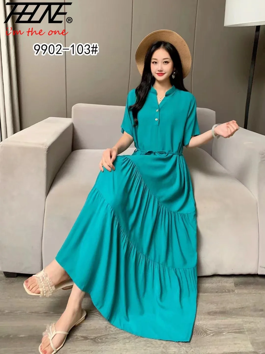 THHONE New Summer Women Dress 2024 Vestido Feminino Long Chinese Style Print Vintage Robe Floral Holiday Casual Fashion Dresses