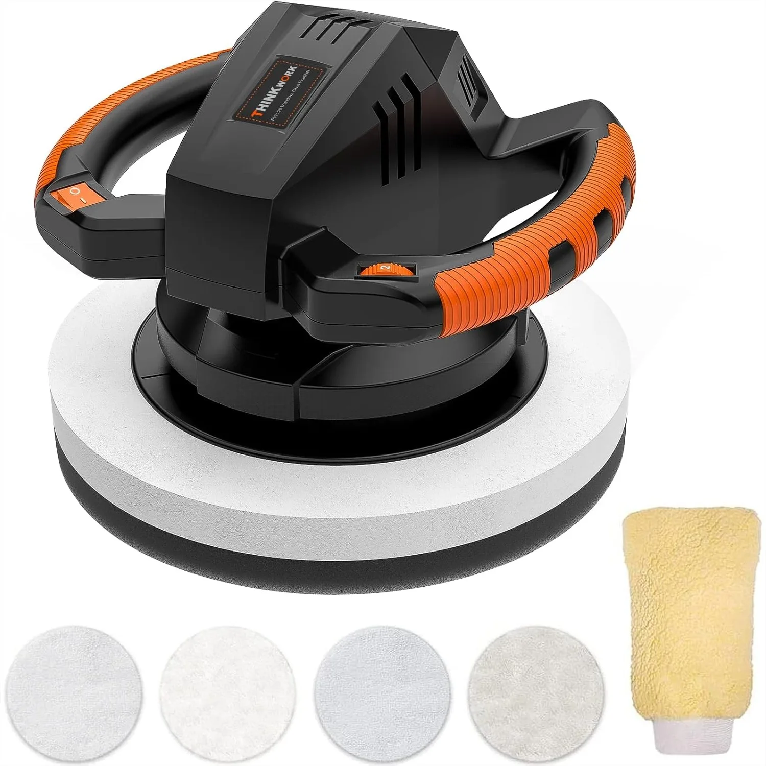 

10 Inch Car Buffer Polisher, 6 Variable Speed 1500-3600 RPM, Double Handle, Ideal for Car Waxing and Detailing