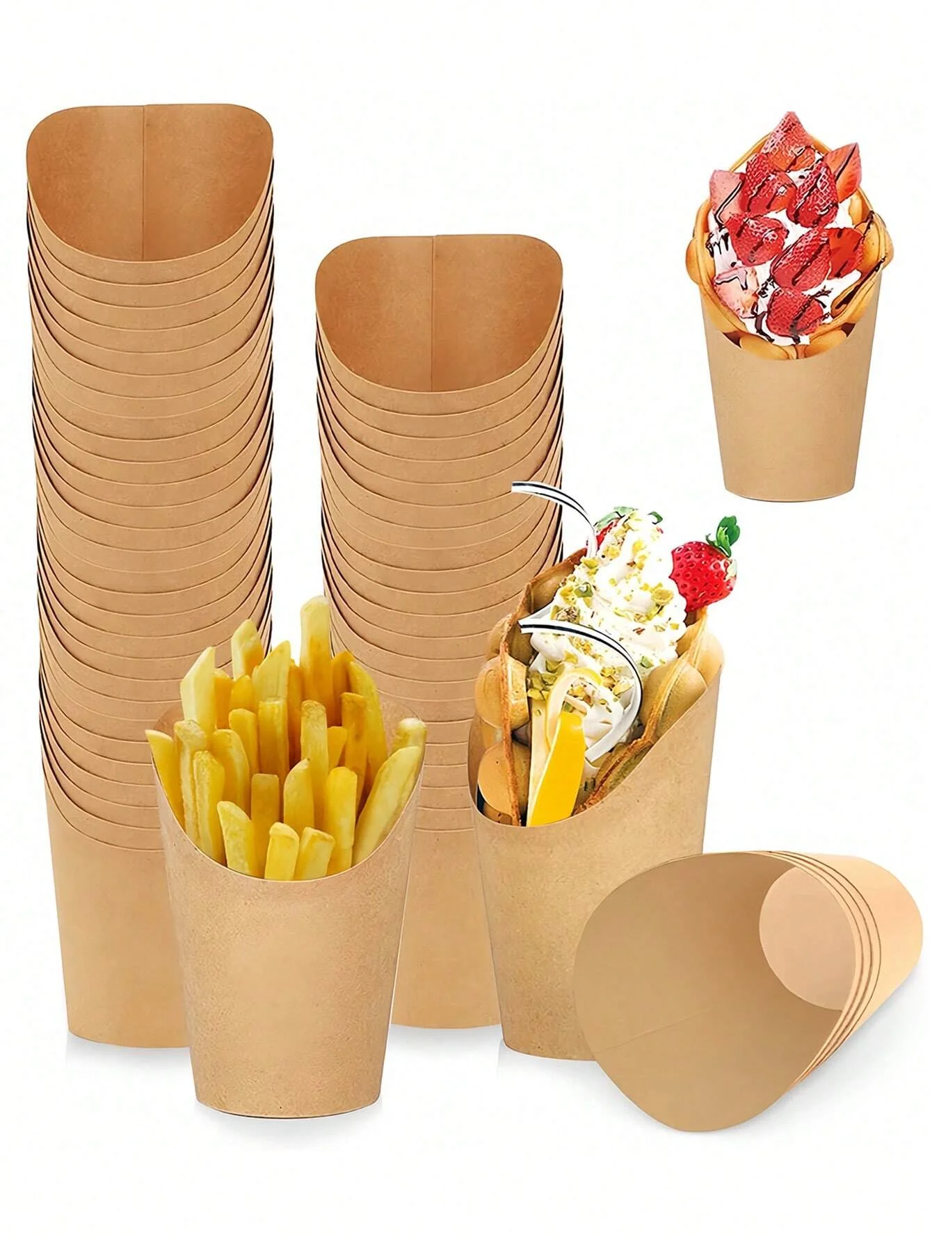 200/50 stücke Französisch Frites Halter Einweg Kraft Papier Französisch Braten Tasse Charcuterie Tasse Snack Dessert Kartoffel Chips Box Party supplie