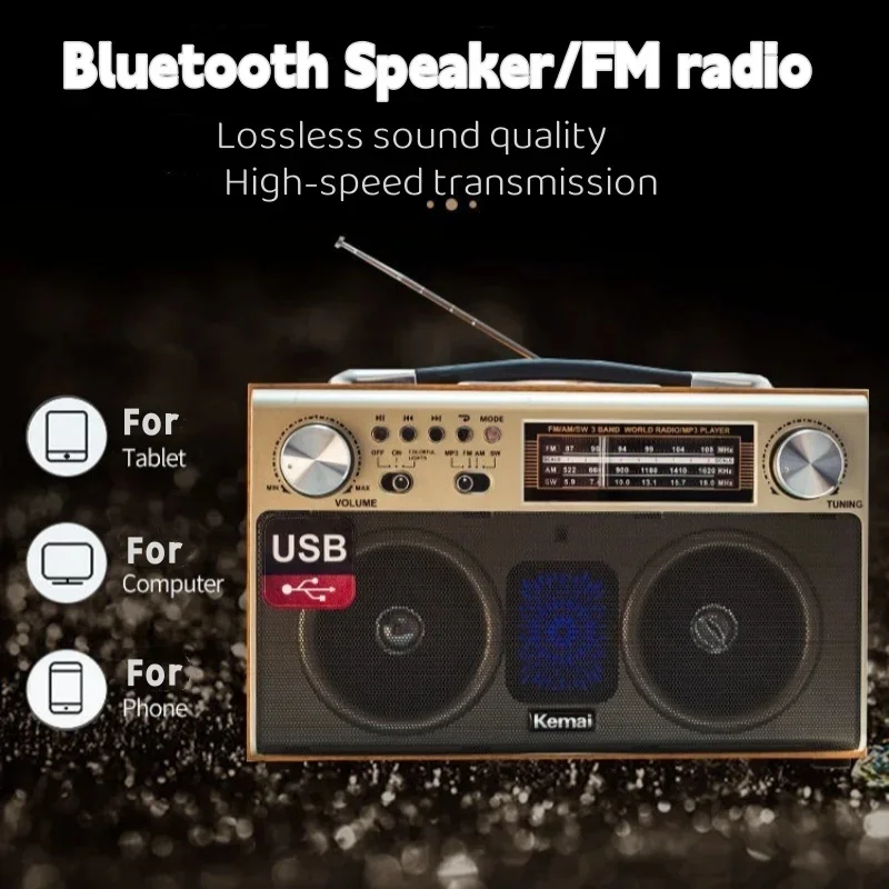 

MD-1702B многополосный Bluetooth FM-радиоприемник, перезаряжаемые наружные портативные Bluetooth-колонки, Настольная звуковая панель TF/USB подарок для родителей