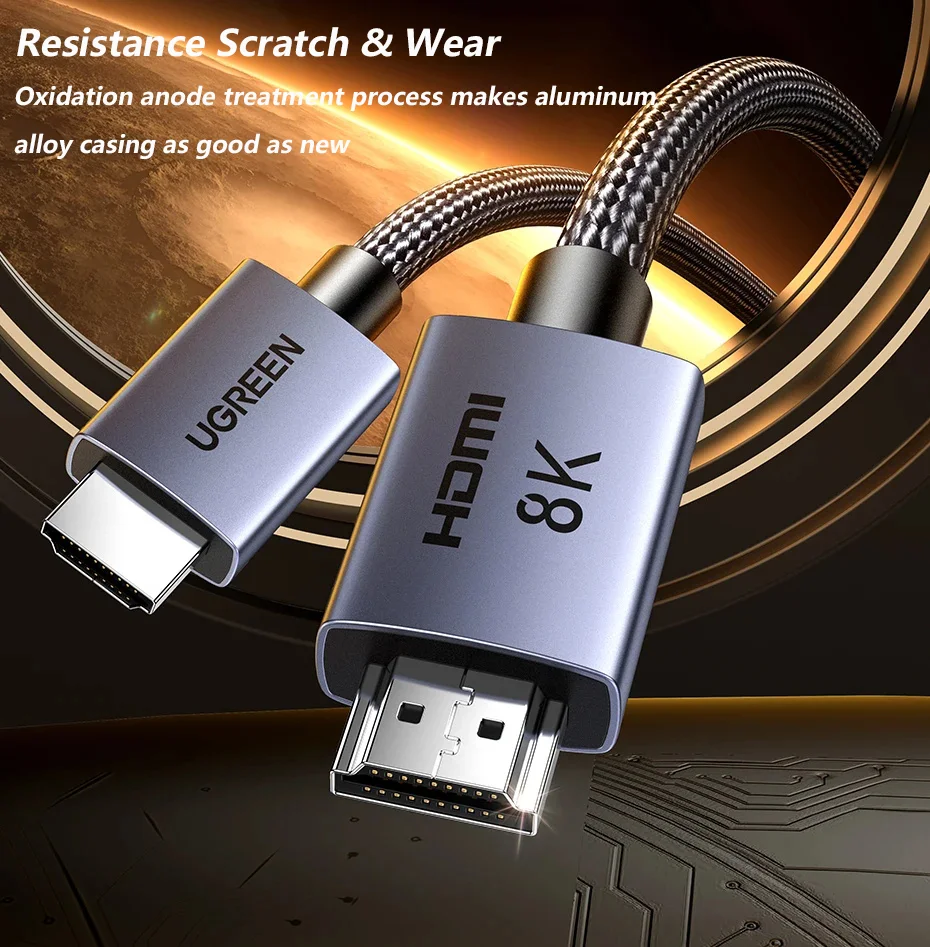 كابل UGREEN 2.1 8K/60 هرتز لصندوق التلفزيون PS5 USB C HUB كابل فائق السرعة معتمد 8K @ 60 هرتز رؤية 48 جيجابت في الثانية HDCP