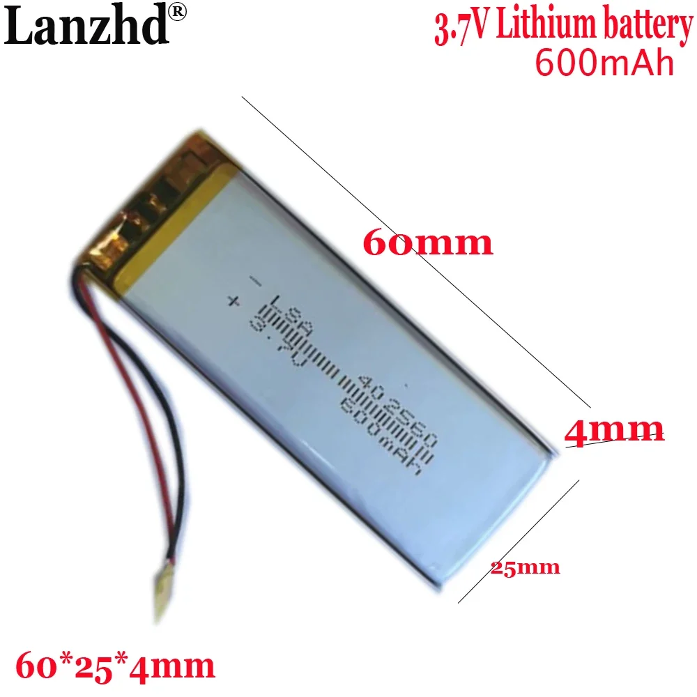 Battery cell 402560 polymer lithium battery 600mAh-3.7V For Smart wear LED lighting wardrobe light strip battery