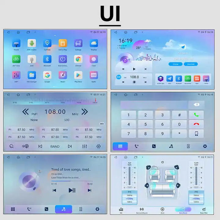 Universal 1Din Touch Screen OLED Head Unit 17 Inch Android 13 Car Stereo GPS Navigation Radio Android Auto/WiFi/Apple 1 Year view 3
