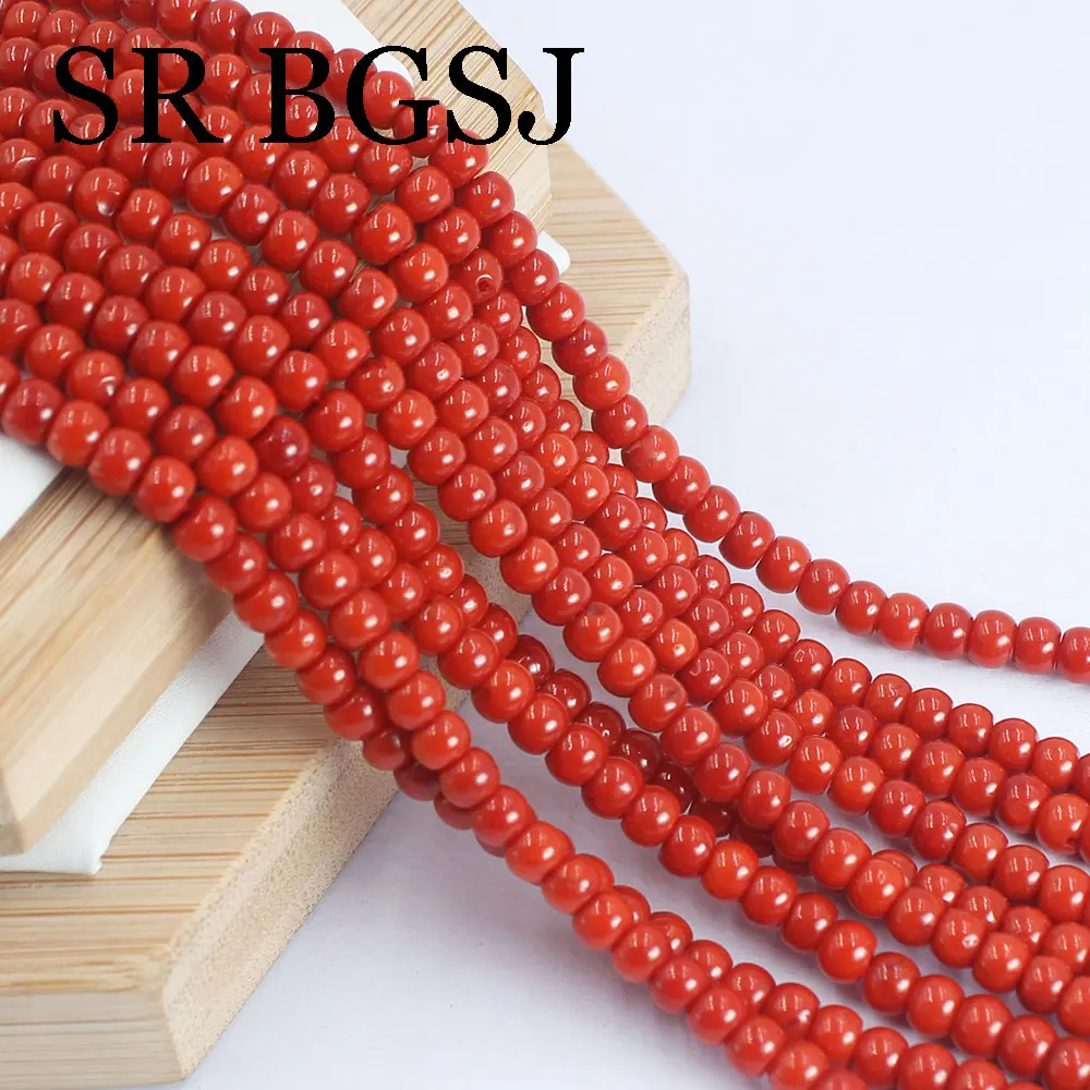 3x4mm Apple Shape Sardi Red Sea Bamboo Coral Fashion Natural Isolation Beads For Jewelry Making DIY Bracelet Necklace 15