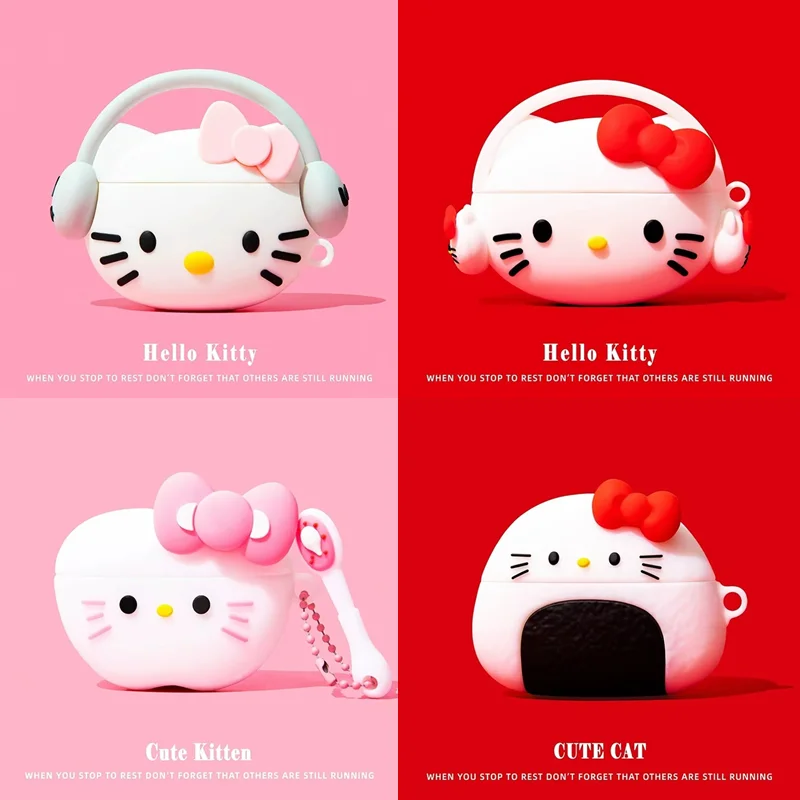 

Sanrio Hello Kitty Bluetooth Headset Silica Gel Protective Cover Be Suitable for Airpods1/2 Airpods Pro Airpods Pro2 Airpods 3