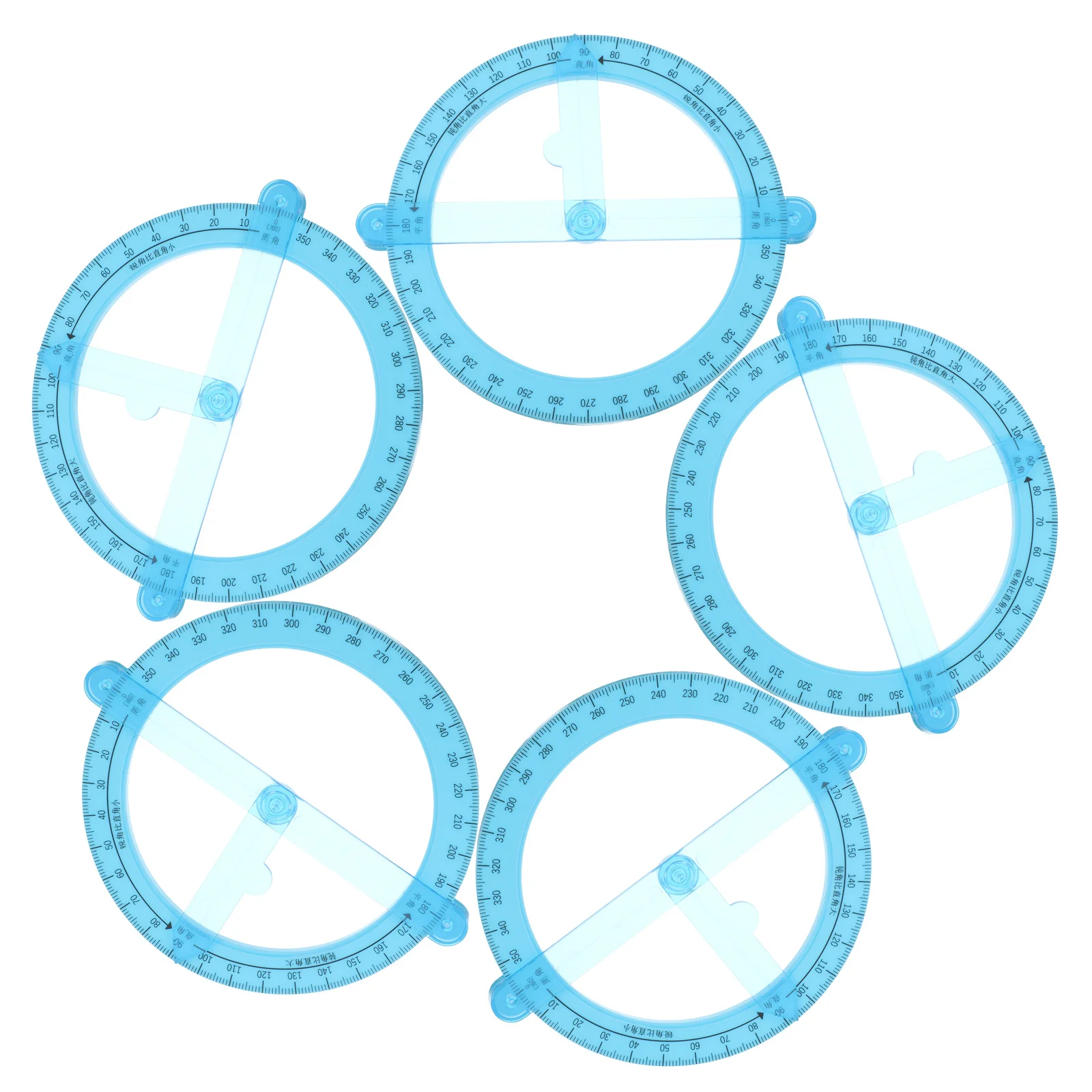 

5pcs 360 Degree Circular Movable Angle Protractor Swing Arm Measuring Tool For School Office Engineering Drawing Metric Scale