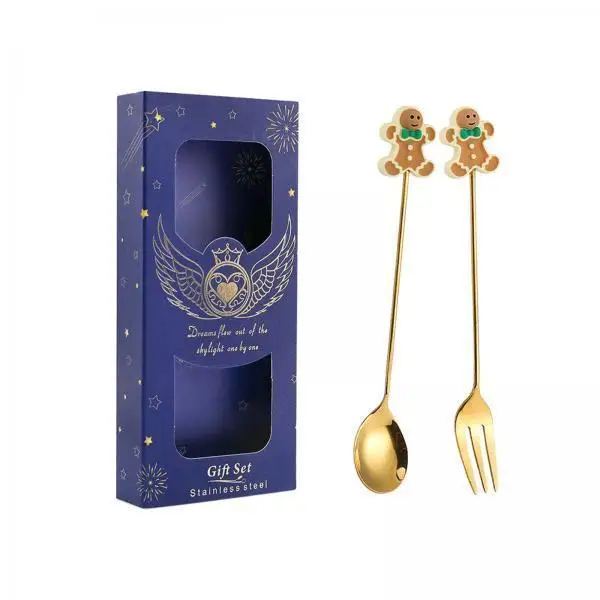 Festive Stainless Steel Spoon Fork Set Dessert Tea Coffee Tools Christmas Table Decorations for Home Gatherings