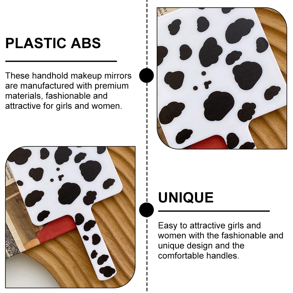 قطعتان من مرايا المكياج المحمولة، مرآة محمولة أنيقة مع مقبض مريح للاستخدام في السفر من قبل والنساء