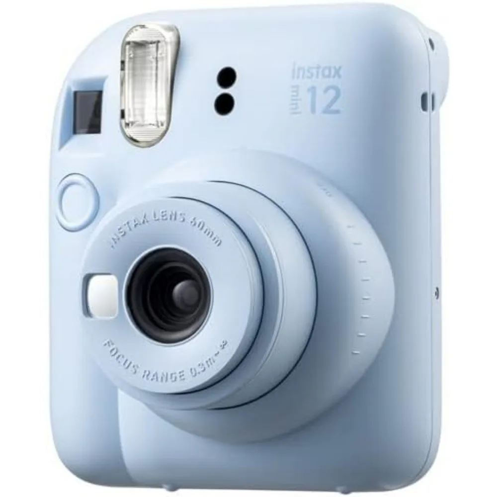 Compact Instant Camera in Pastel Blue with 40-Sheet Film Pack and Carrying Case, Strap, Album, Stickers view 2