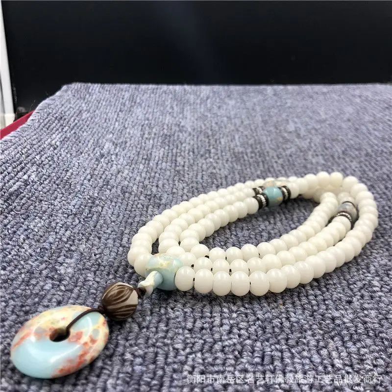 108White Corypha Umbraculifea Apple Orchard Bracelets with Shoushan Stone Shoushan Stone Buckle Pendant