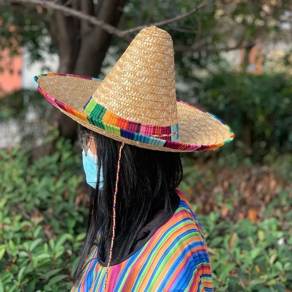新しいユニセックスメキシコビーチハット日焼け止め 14 センチメートル/22 センチメートル/35 センチメートル/43 センチメートル日焼け止め帽子巾着ユニセックスキャップ男性女性屋外