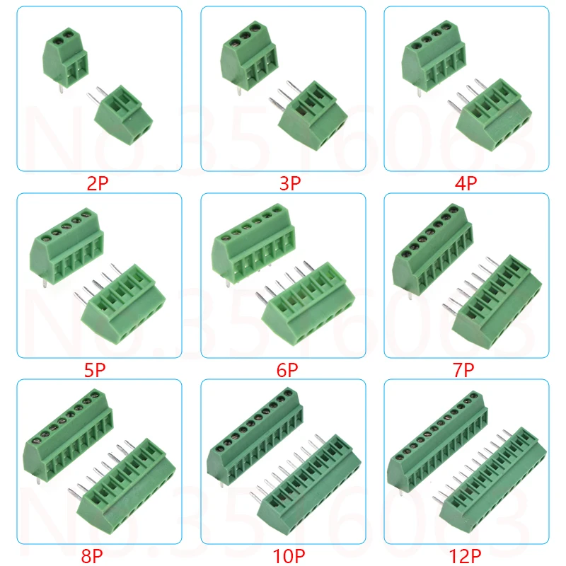 5/10szt KF128 2.54mm PCB Mini śrubowe listwy zaciskowe Złącze do przewodów KF128-2.54 2P 3P 4P 5P 6P 7P 8P 9P 10P 12P 16P Terminal