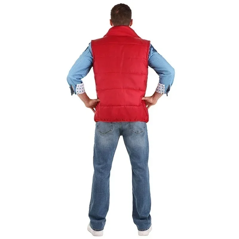 Film Back to The Future Cosplay Jacket Jr Marlene Seamus Marty McFly Red Cotton Vest Adult Kids Halloween Carnival Costume MN11