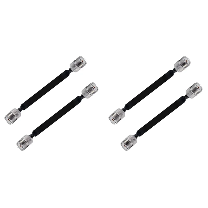 A25P 4 Pack 40Cm RF Coaxial Cable Window/Door Pass Through Flat Cable, SO239 UHF Female To UHF Female,50 Ohm