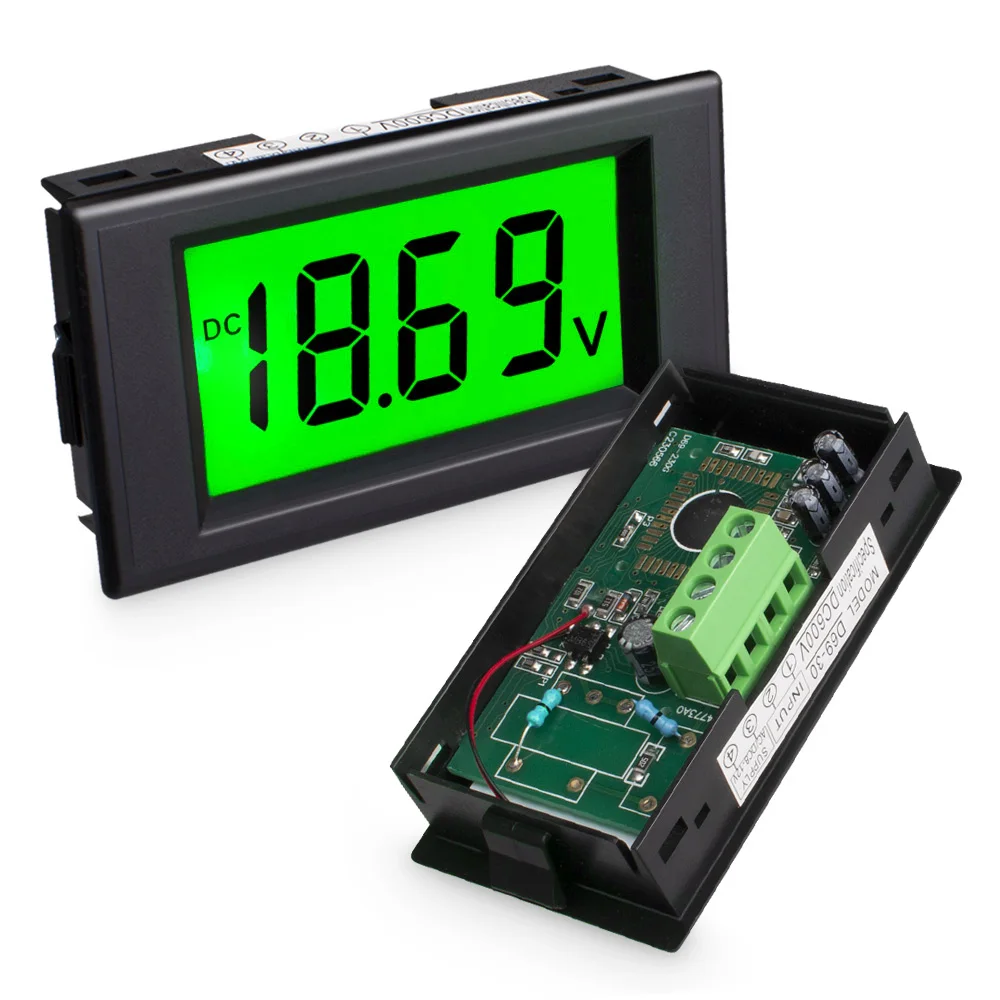 DC 0-600V Digital Voltmeter Electrical Measuring Instrument HD Panel Green Blue LCD Display Voltage Tester Detector Meter