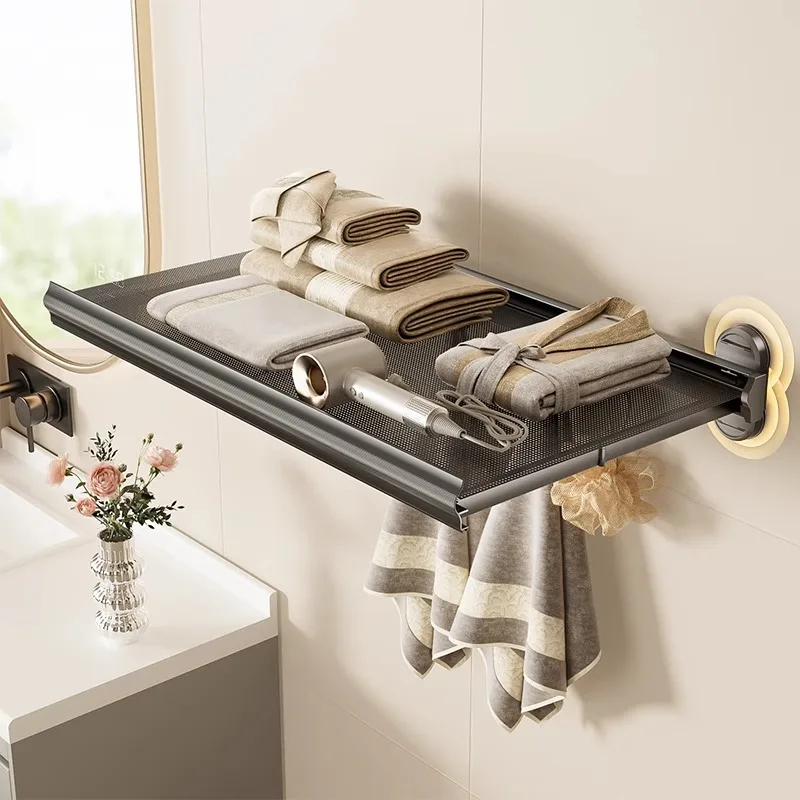 

Batoom Towel Ra Expandable Aluminum Alloy No Drilling Required Towel Holder Storage elf for Bath Room European Sle
