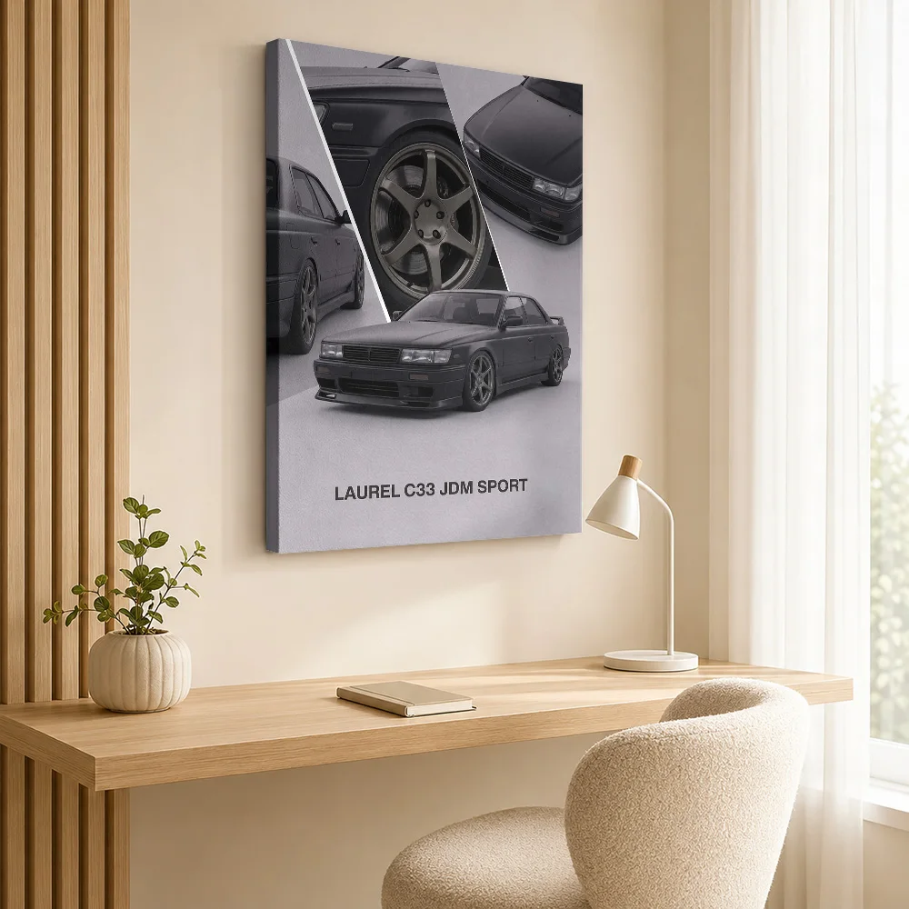 Black Sleek Japanese Laurel C33 Classic Canvas Print Poster Customized Photo Gallery Style Wall Art Man Cave Decor Driver Gift