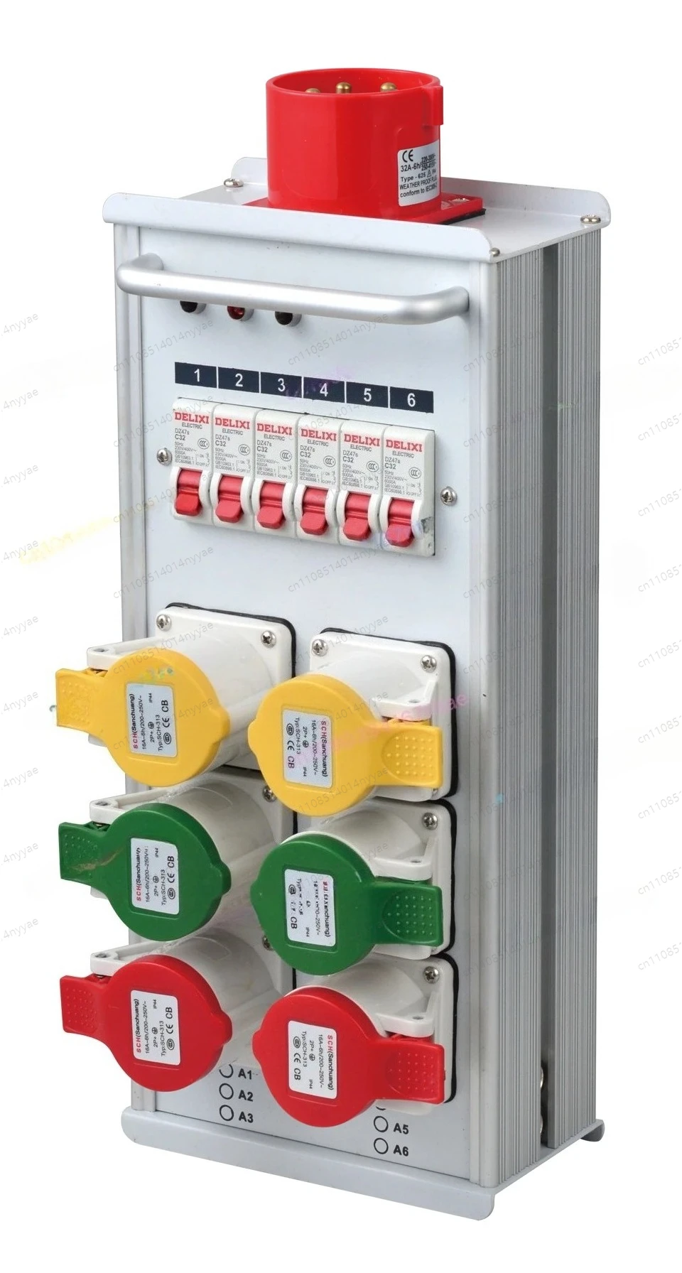 Professional 6 Way Power Distributor, 16A AC Outlet Box with LCD for LED Wall Stage Lighting, Portable Rack Mount Case