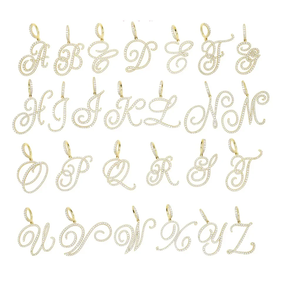 أزياء مخطوطة 26 حرف مايكرو مطعمة رائعة الزركون قلادة اسم الرسالة قلادة قلادة المجوهرات #4