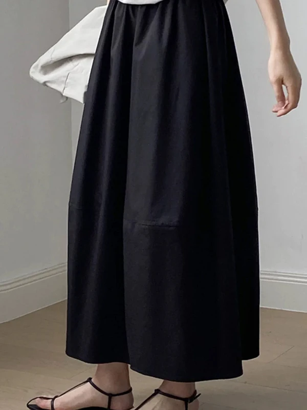 

White Flower Bud f Skirt Women's 2025 New Summer Korean Sle Versatile Lazy High Waist Midi A-Line Skirt