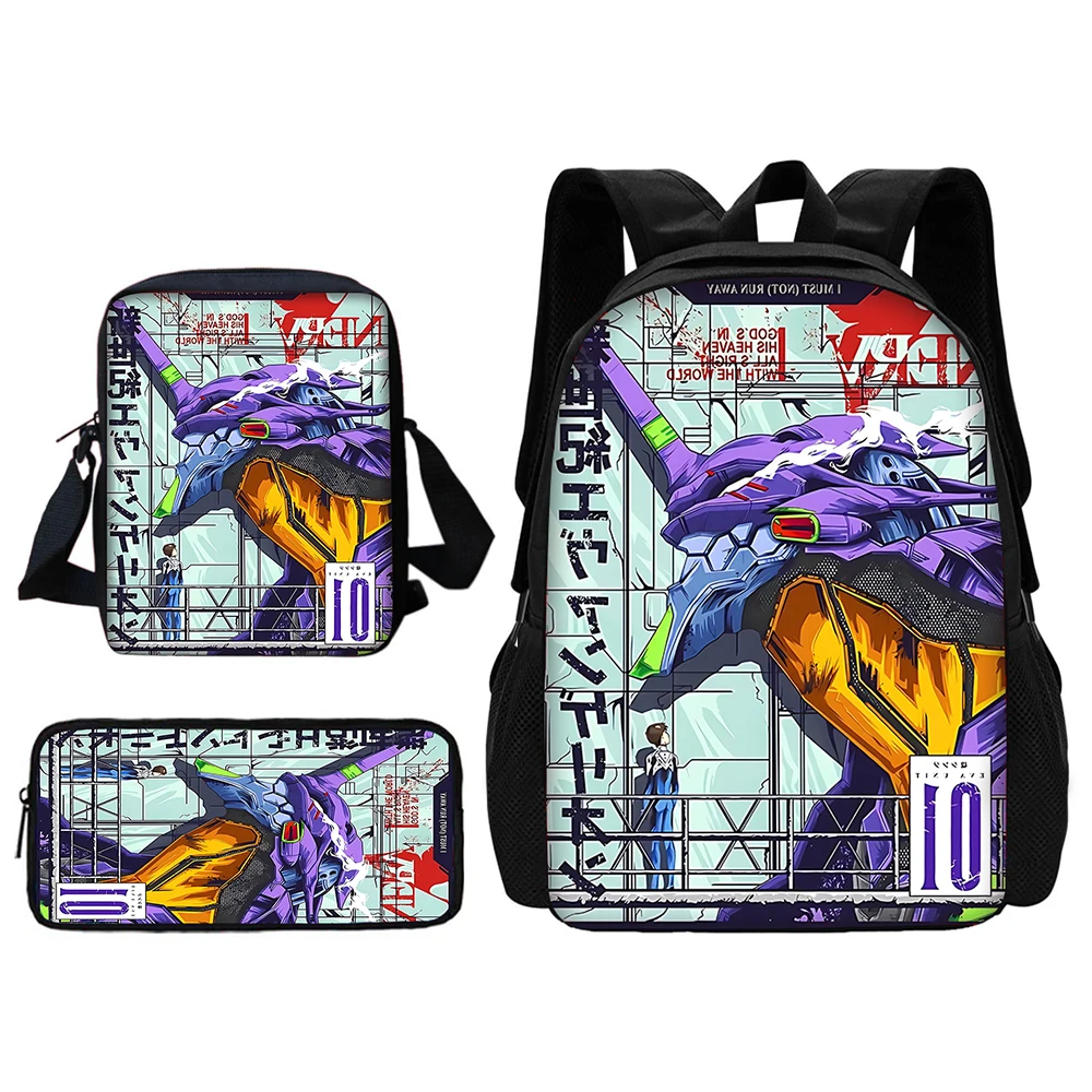  Anime-Evangelions School Bag For Boy Girls with Shoulder Bags Pencil box E-eva Backpack for Child