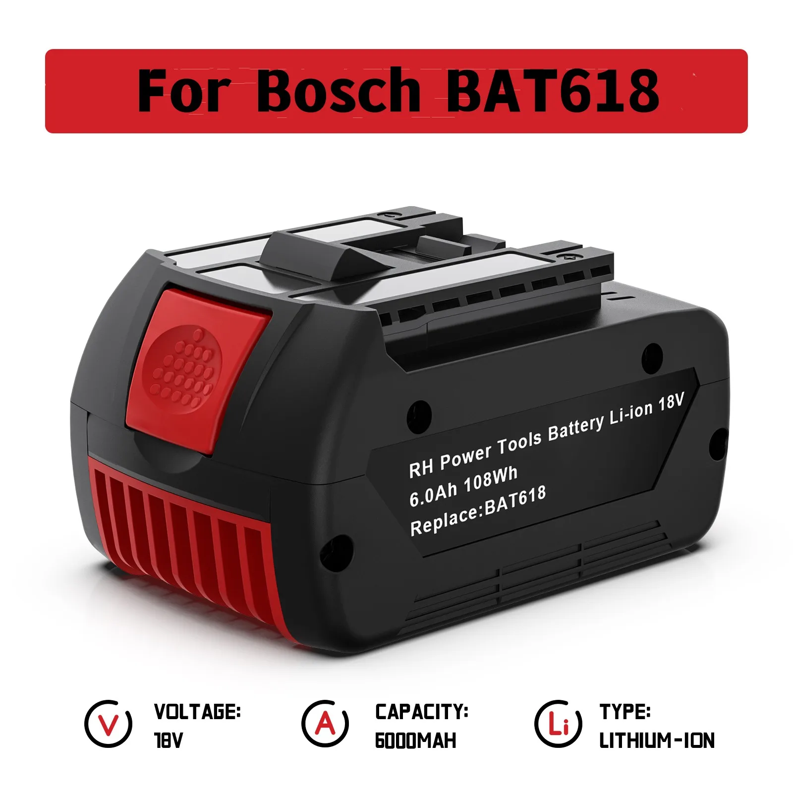 Akumulator do Bosch BAT618 18V 6.0Ah do wiertarki elektrycznej Bosch BAT609 BAT609G BAT618G BAT614 akumulatory narzędziowe — zdjęcie produktu 2