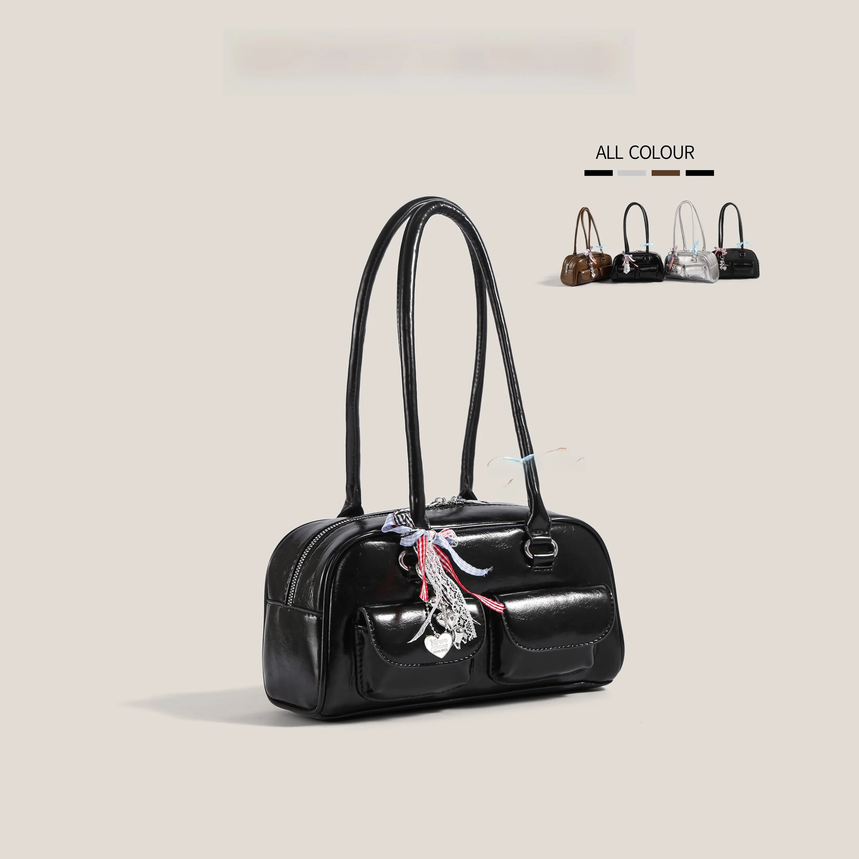 Bolsa de Bowling Clnoe Kenok Luxuosa, Presente para Namorada, Alto Valor Estético, Bolsa de Mão e Ombro, Estilo Britânico, Pa...