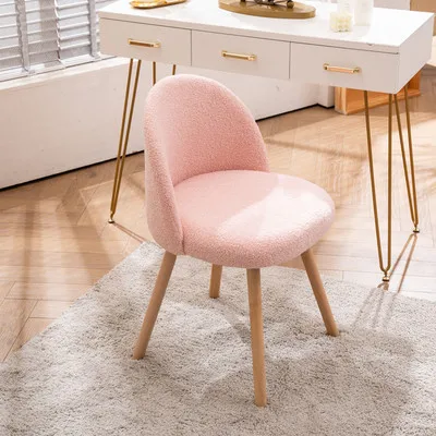 Nordic Pink Makeup Chair Girl Long hair Desk stool Bedroom Princess Pink Cute Stool Beauty Toilet  fabric leisure chair