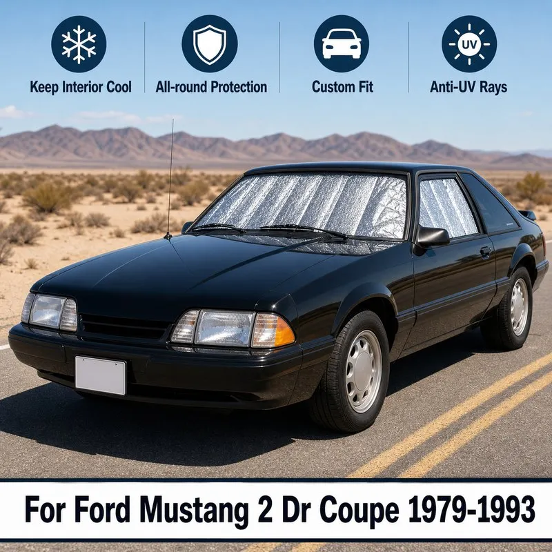 For Ford Mustang 2 Dr Coupe 1979-1993 Full Set Car Window Sunshades UV Block Privacy Heat Insulated Foldable Car Curtain