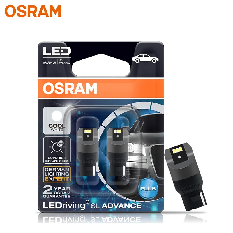 OSRAM LEDriving SL Advance T20 W21W 7440 12V 6000K Car LED Turn Signal Light Reverse Bulbs Fog Lamps White 2.5 W 9705CW(Pair)