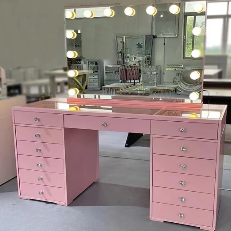 Canboth Salon Furniture Barber Table With Mirror Wooden Barber Station CB-BF001