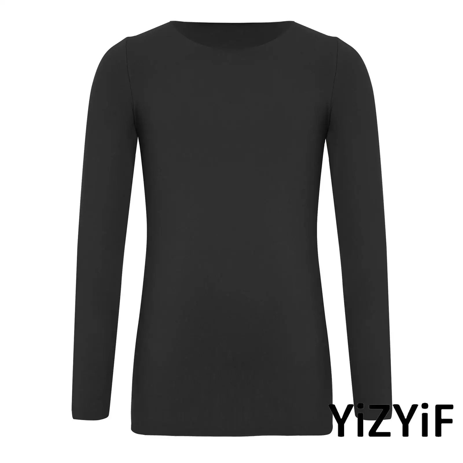 

Children Girls Ballet Practice Wear Seamless Thermal Top Long Sleeve Round Neck Pullover for Gymnastics Dance Warm Up Underwear