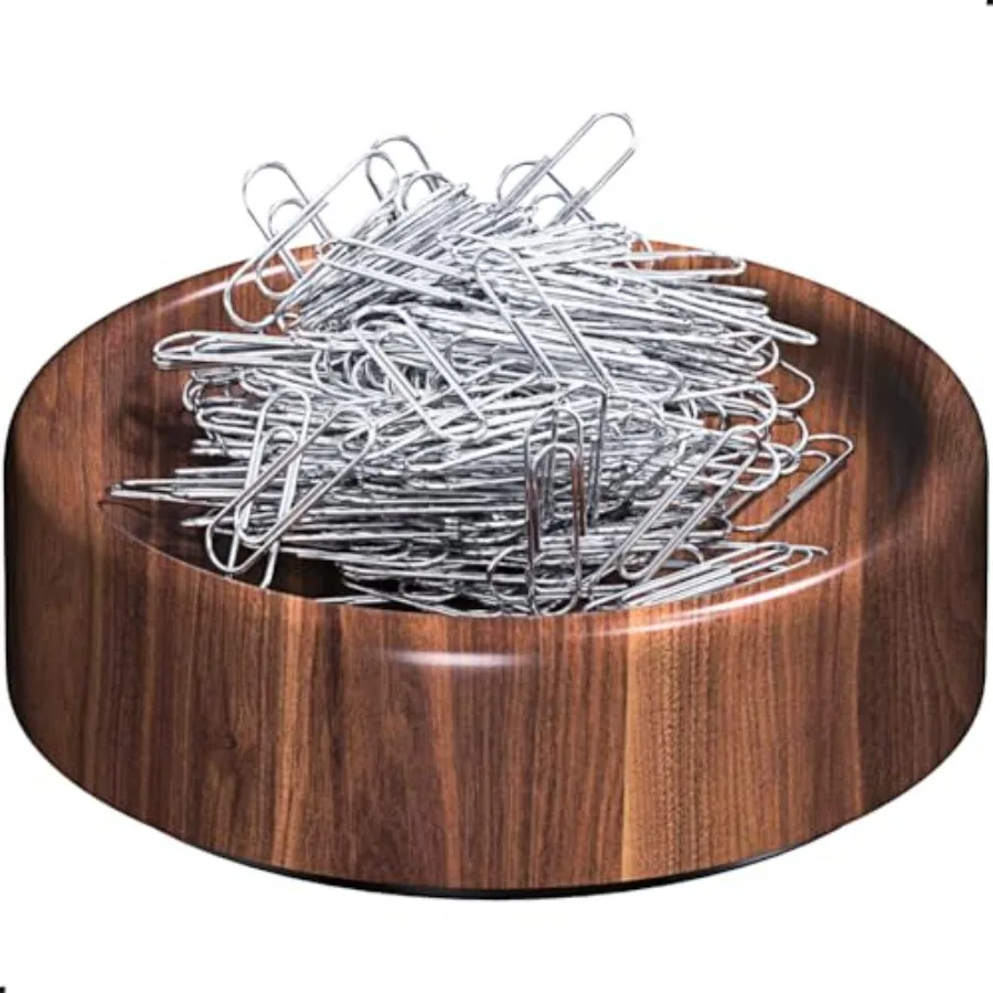 

® Magnetic Walnut Wood Paper Clip Holder, Durable Wooden Magnetic Paper Clip Dispenser Metal Pin Organizer Holder Box Large Cap