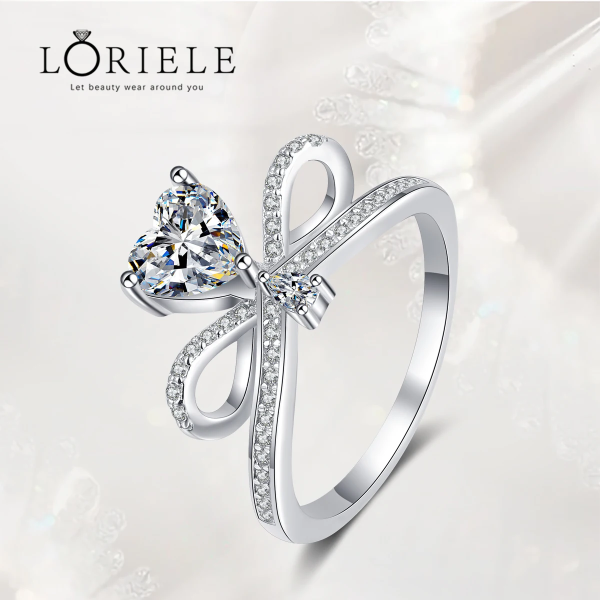 

LORIELE 1ct Heart Moissanite Ring Heart Lab Diamond Wedding Band Split Shank Promise Ring Bridal Engagement Rings Fine Jewelry