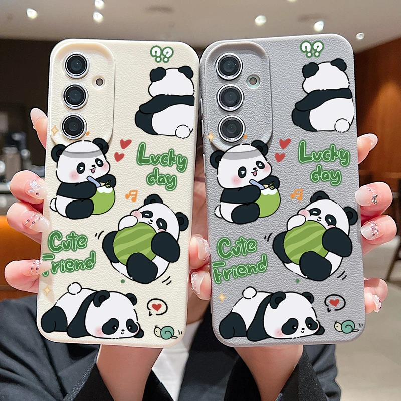 Smart Baby Panda Phone Case For Samsung Galaxy A55 A35 A25 A15 S24 S23 S22 Ultra S21 S20 FE A16 A52 A53 A14 A34 A54 5G Cover