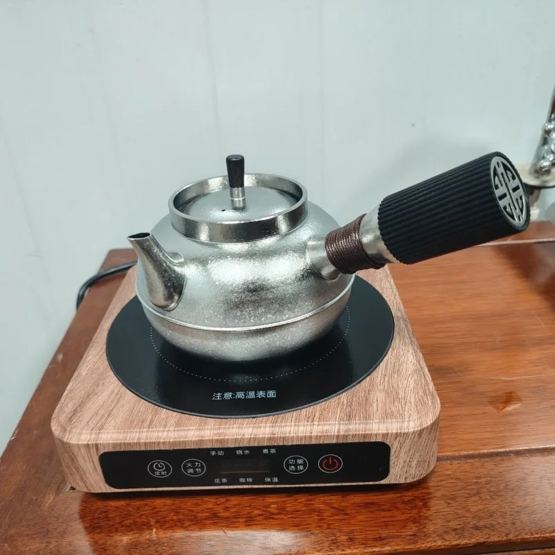 high-grade ice pattern silver blessing character, bing jumping pot electric ceramic stove outdoor stove special kung fu tea set