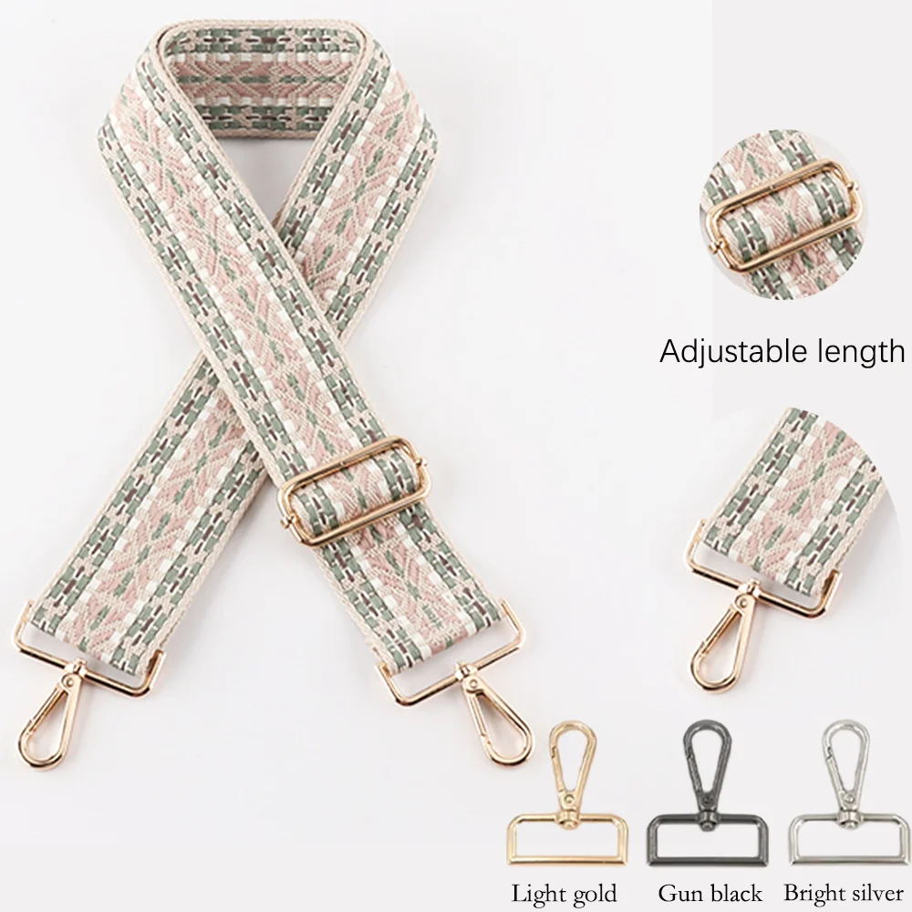 

5CM New Adjustable Strap Width Women's Crossbody With Colourful Stripe Pattern Diy Thickened Fashion Nylon Bag Carrying Strap