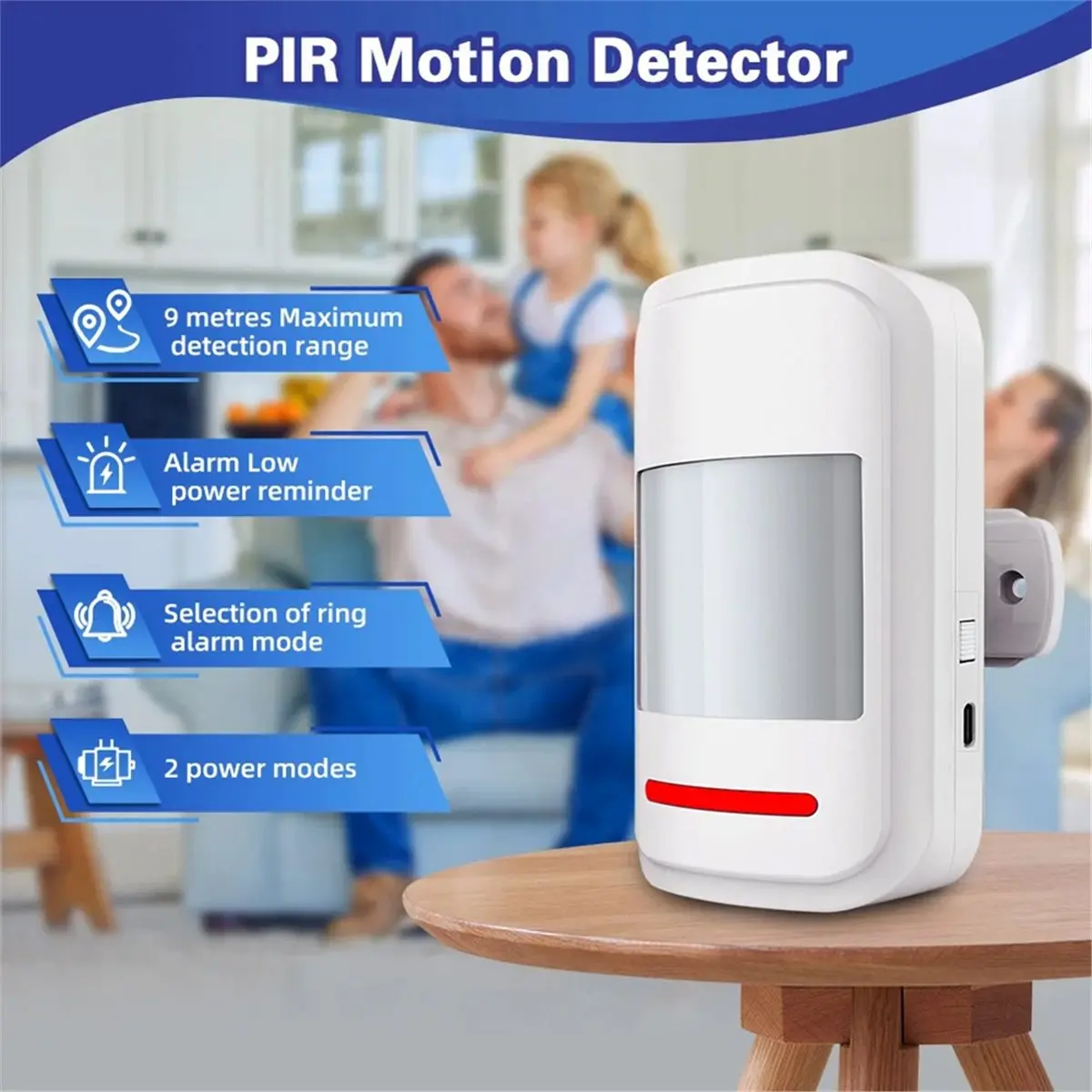 A86G NEW Infrared Detector Motion Sensor PIR Human Body Movement Alarm Welcome Security 2 Modes 120dB 433MHz Remote Control