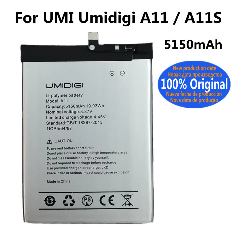 

5150mAh High Quality Original Battery For UMI Umidigi A11 / A11S Mobile Phone Battery Replacement Bateria + Tools