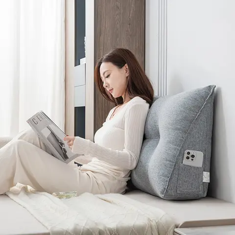 Poduszka na koturnie Małe trójkątne zagłówek Łóżko Czytanie Oparcie Podparcie pleców Długa poduszka z odpinanym pokrowcem do akademika