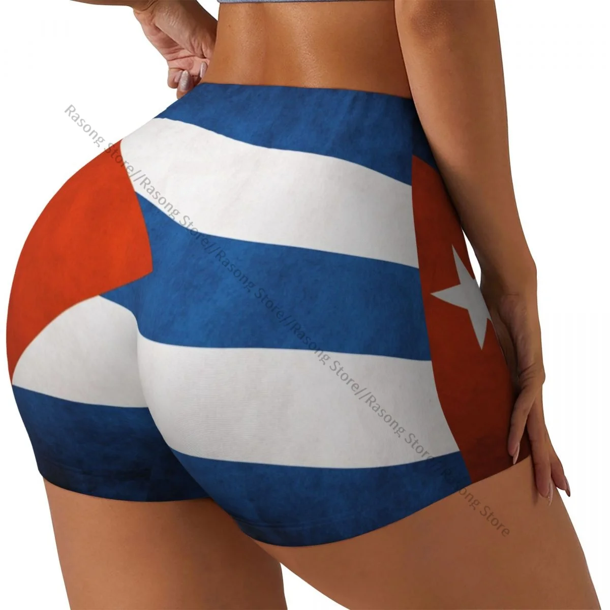 

Women's Yoga Shorts Cuban Flag Scrunch Booty Butt Lifting Comfort Fitness Gym