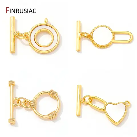 멀티 스타일 14K 골드 도금 황동 쉘 OT 걸쇠 DIY 팔찌 목걸이 용품 만들기위한 토글 걸쇠 커넥터